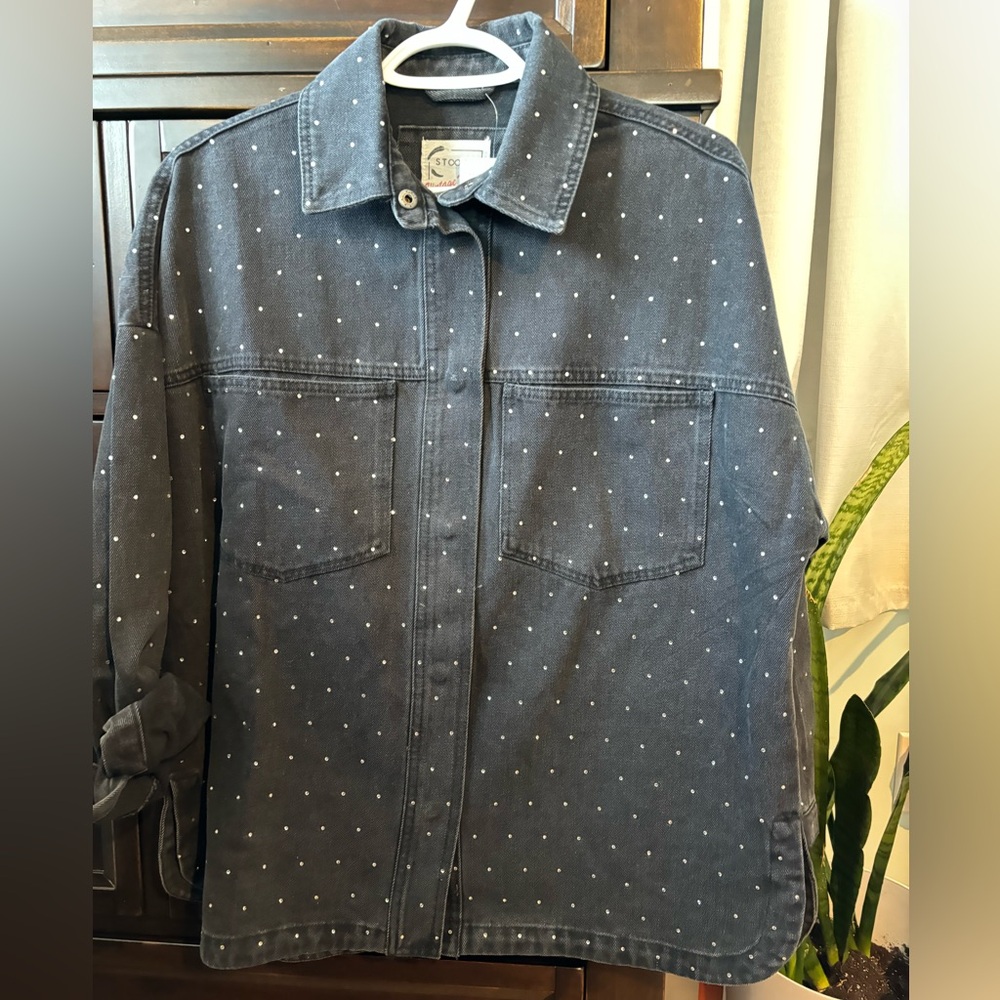 Vintage One of A Kind Black Denim Jacket Bedazzled